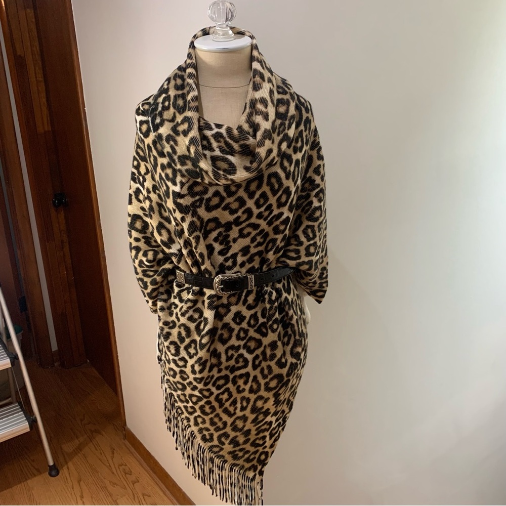 Chico's Leopard Animal Print Sweater Poncho